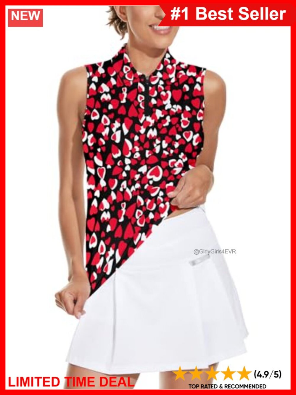 Sleeveless Golf Polo Floral Athletic Shirt Moisture Wicking UPF 50 Quick Dry